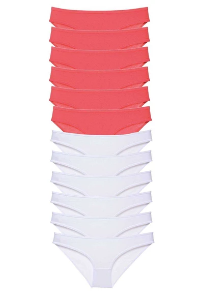 12 adet Eko Set Likralı Kadın Slip Külot Fuşya Beyaz ürün görseli