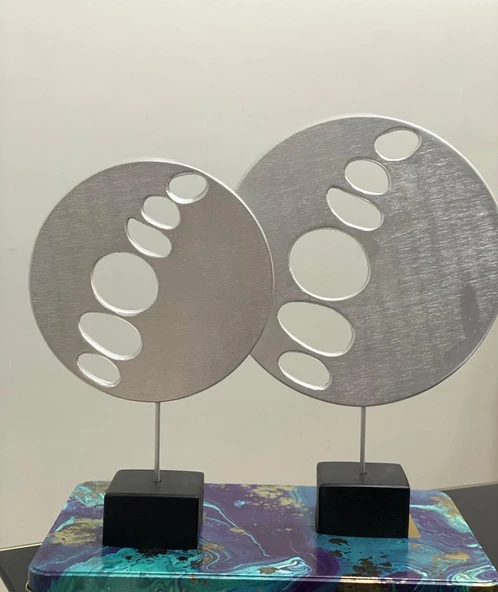 2 Li Halka Takım Biblo Heykel Özel Tasarım Obje - Resim 4