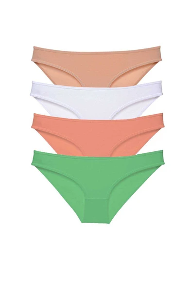 4 adet Süper Eko Set Likralı Kadın Slip Külot Ten Beyaz Pudra Yeşil ürün görseli