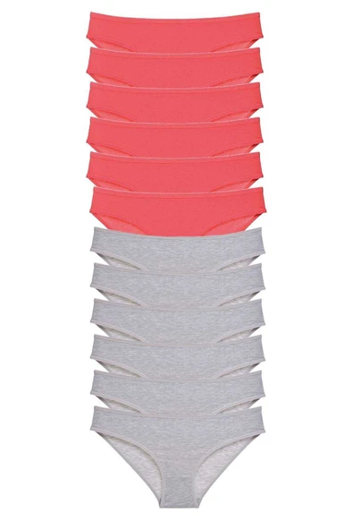 12 adet Süper Eko Set Likralı Kadın Slip Külot Fuşya Gri ürün görseli