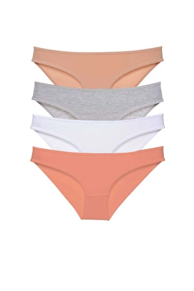 4 adet Süper Eko Set Likralı Kadın Slip Külot Ten Gri Beyaz Pudra ürün görseli