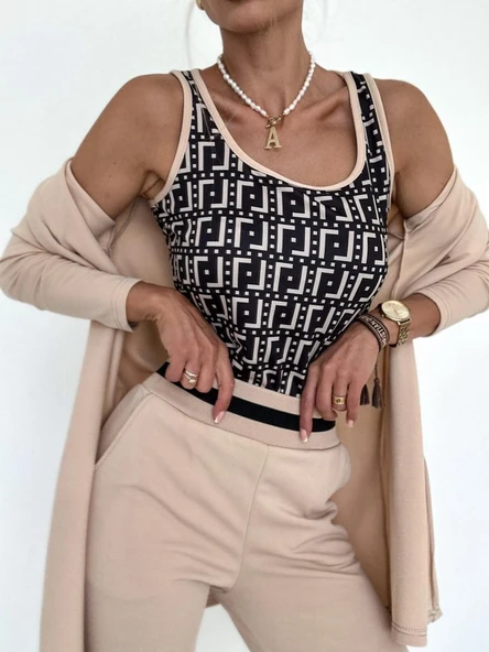 Kadın Uzun Kollu Krep üçlü Takım - Resim 12