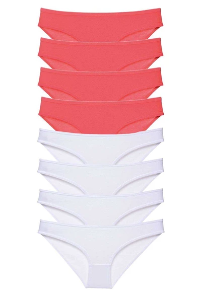 8 adet Eko Set Likralı Kadın Slip Külot Fuşya Beyaz ürün görseli