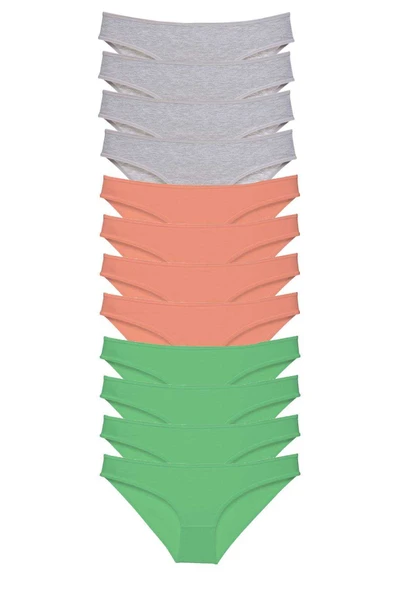 12 adet Süper Eko Set Likralı Kadın Slip Külot Gri Pudra Yeşil ürün görseli