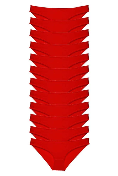 12 adet Süper Eko Set Likralı Kadın Slip Külot Kırmızı ürün görseli