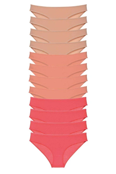 12 adet Süper Eko Set Likralı Kadın Slip Külot Ten Pudra Fuşya ürün görseli