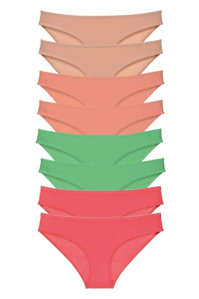 8 adet Süper Eko Set Likralı Kadın Slip Külot Ten Pudra Yeşil Fuşya ürün görseli