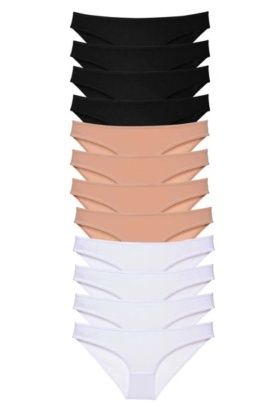 12 adet Süper Eko Set Likralı Kadın Slip Külot Siyah Ten Beyaz ürün görseli