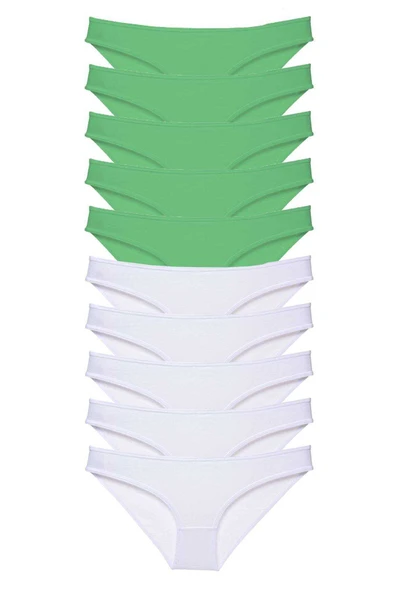 10 adet Eko Set Likralı Kadın Slip Külot Yeşil Beyaz ürün görseli