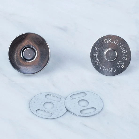 Loren Manyetik Gümüş Metal 5 li Çıt Çıt Set - Resim 2