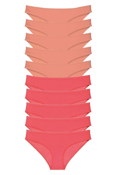 10 adet Eko Set Likralı Kadın Slip Külot Pudra Fuşya ürün görseli