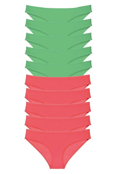 10 adet Eko Set Likralı Kadın Slip Külot Yeşil Fuşya ürün görseli