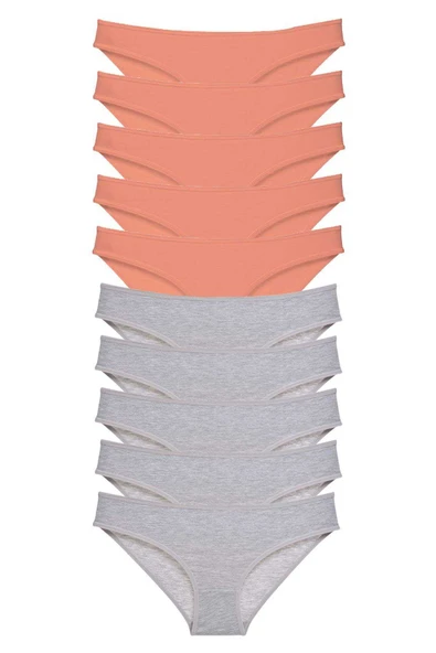 10 adet Süper Eko Set Likralı Kadın Slip Külot Pudra Gri ürün görseli