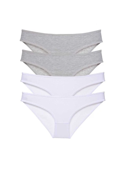 4 adet Süper Eko Set Likralı Kadın Slip Külot Gri Beyaz ürün görseli