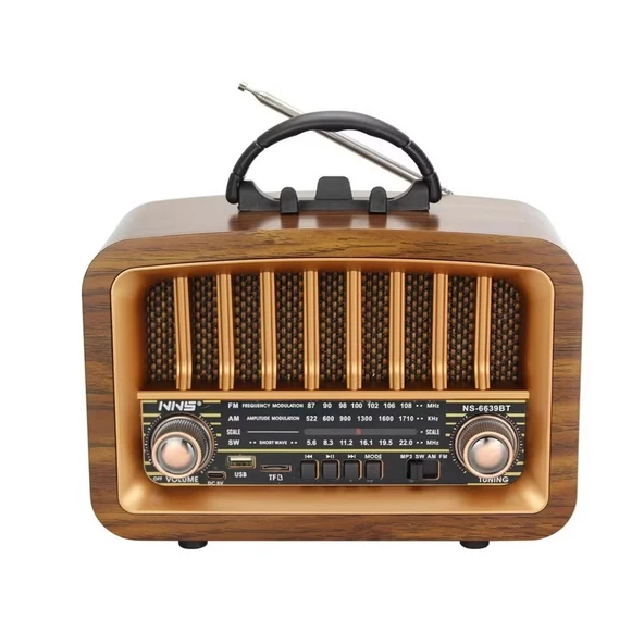 BUFFER®  Taşınabilir USB İle Şarj Olabilen Klasik AM /FM/SW Transistör Retro Tipi Klasik Radyo - 1