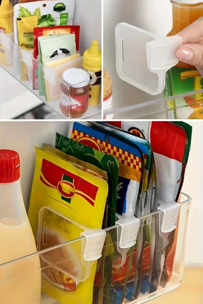 BUFFER® 10'luŞeffaf Buzdolabı Yan Kapı Düzenleyici Buzdolabı Dolap İçi Bölümleyici Aparatlar - 8