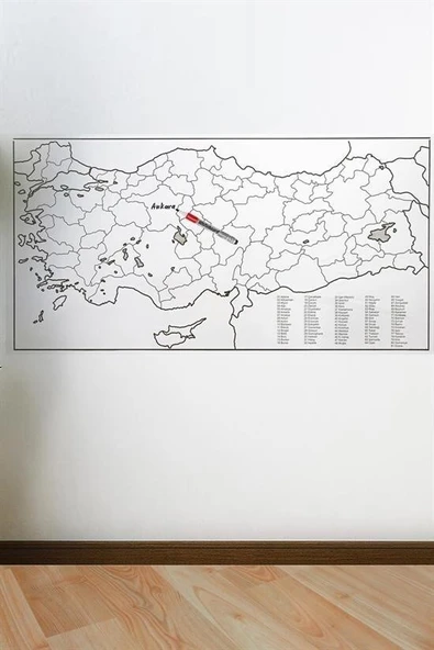 Yazılabilir Türkiye Haritası Manyetik Duvar Stickerı 110 x 56 cm - Resim 4