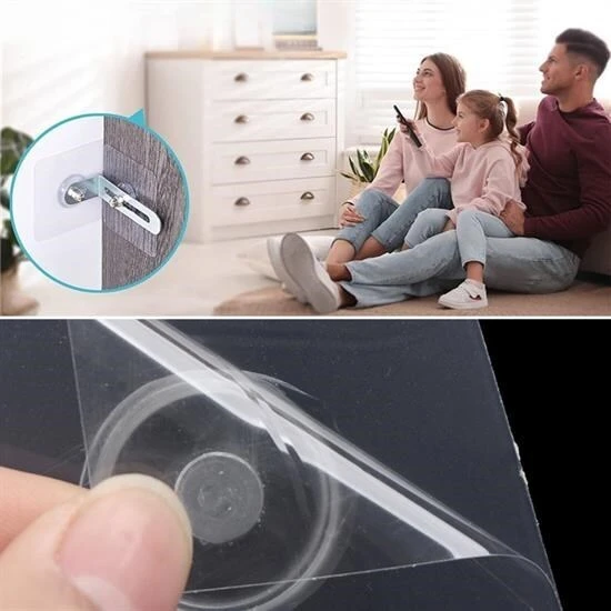 BUFFER® Deprem İçin Ultra Dayanıklı Çivisiz Duvarı Delmeden Ayarlanabilir Eşya Sabitleyici Aparat - Resim 3