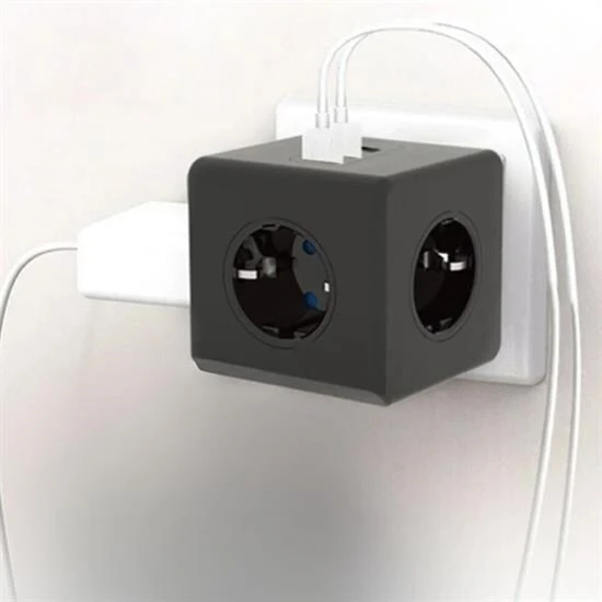 BUFFER® Isıya Dayanıklı Termal Akım Korumalı ve Çocuk Korumalı 3 Priz Girişli 3 USB Girişli Küp Priz ürün görseli