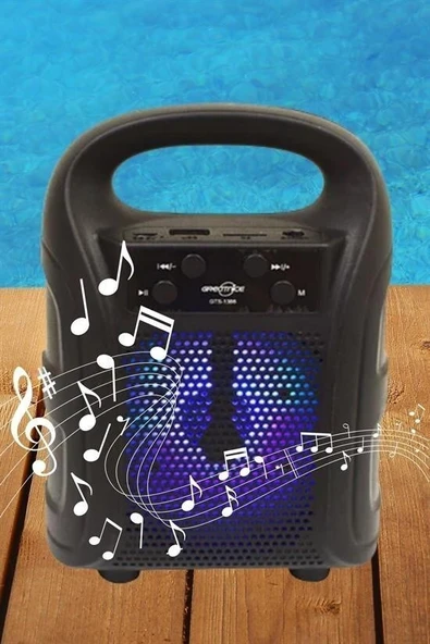 Tutmalı Mini Hoparlör Işıklı Taşınabilir Bluetooth Wireless Radyolu Sd Kart ve USB Girişli Hoparlör - Resim 7