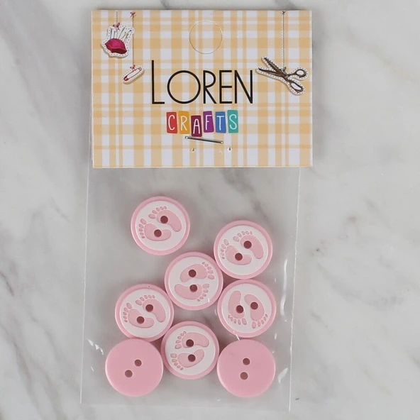 Loren Crafts pembe 8 li ayak izi düğme - 435 ürün görseli