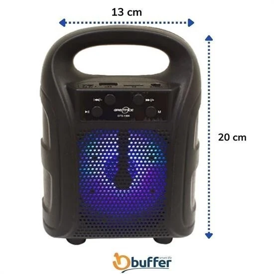 Tutmalı Mini Hoparlör Işıklı Taşınabilir Bluetooth Wireless Radyolu Sd Kart ve USB Girişli Hoparlör - Resim 4