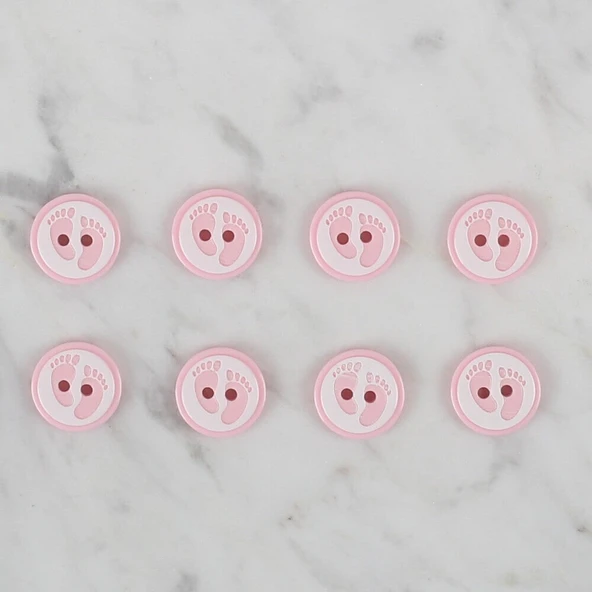 Loren Crafts pembe 8 li ayak izi düğme - 435 - Resim 2