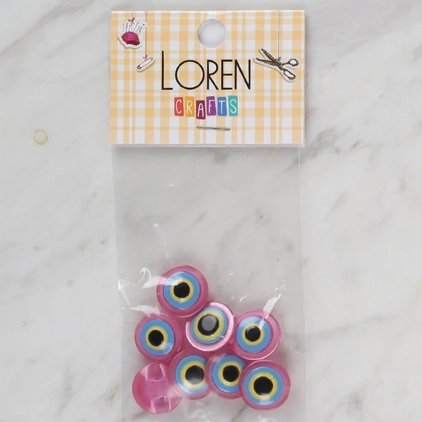 Loren Crafts pembe 8 li nazar boncuğu düğme - 168 ürün görseli