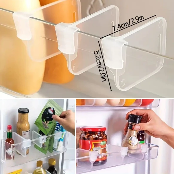 BUFFER® 10'luŞeffaf Buzdolabı Yan Kapı Düzenleyici Buzdolabı Dolap İçi Bölümleyici Aparatlar - 5