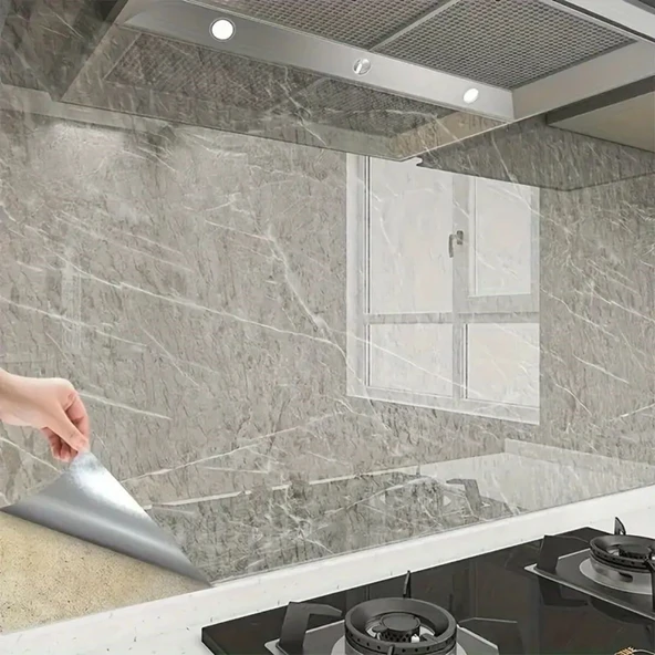 BUFFER® Mermer Desenli Sticker Folyo Atina Grisi 60CM*5MT - Resim 2