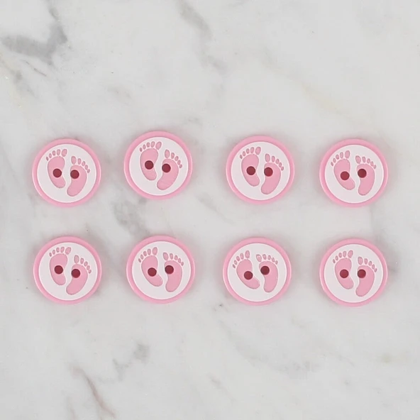 Loren Crafts pembe 8 li ayak izi düğme - 436 - Resim 2