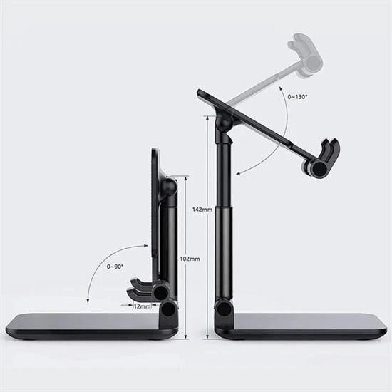 BUFFER® Siyah Aynalı Cep Telefonu Sabitleyici Stand Katlanabilir Ayarlanabilir Telefon Standı - 7