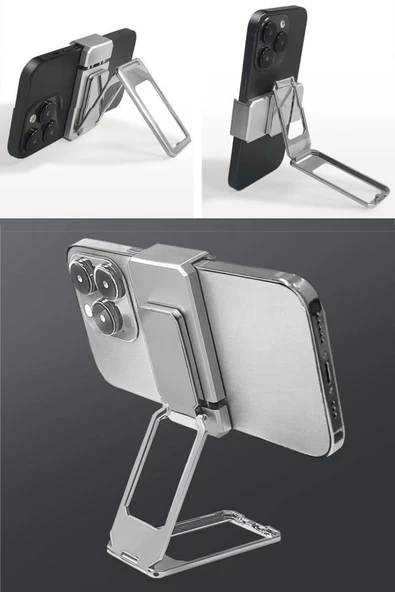 BUFFER®  360 derece Dönen Tüm Telefon Tipleri İle Uyumlu Metal Telefon Standı Braket - Resim 7