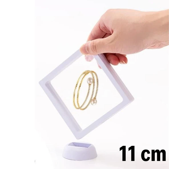 BUFFER® 11x11cm Standlı 3D Takı Ziynet Hatıra Koleksiyon Saklama Kutusu Şeffaf Film Çerçevesi - 5