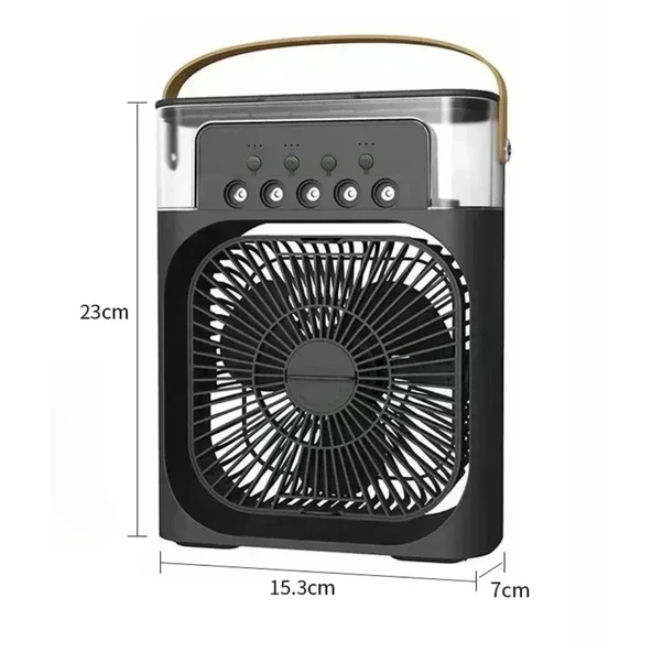 BUFFER® Taşınabilir 3 Farklı Mod Ayarlı 7 Farklı Led Işıklı Sulu Soğutmalı Taşınabilir Masaüstü USB Fan Vantilatör - 4