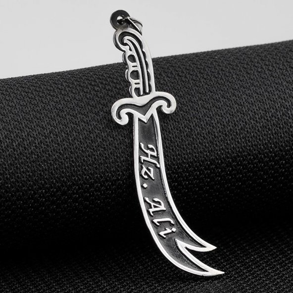 Hz Ali Yazılı Büyük Boy Zülfikar Kılıç Gümüş Kolye Ucu ürün görseli 1