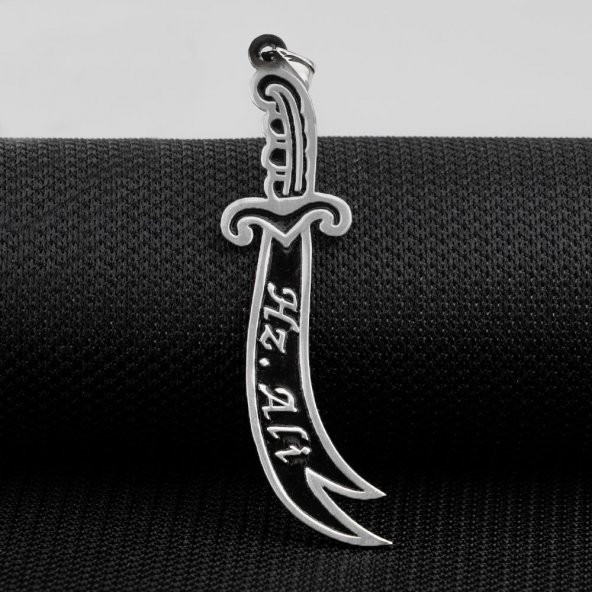 Hz Ali Yazılı Büyük Boy Zülfikar Kılıç Gümüş Kolye Ucu - Resim 2