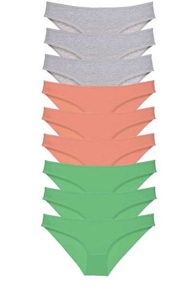 9 adet Süper Eko Set Likralı Kadın Slip Külot Gri Pudra Yeşil ürün görseli