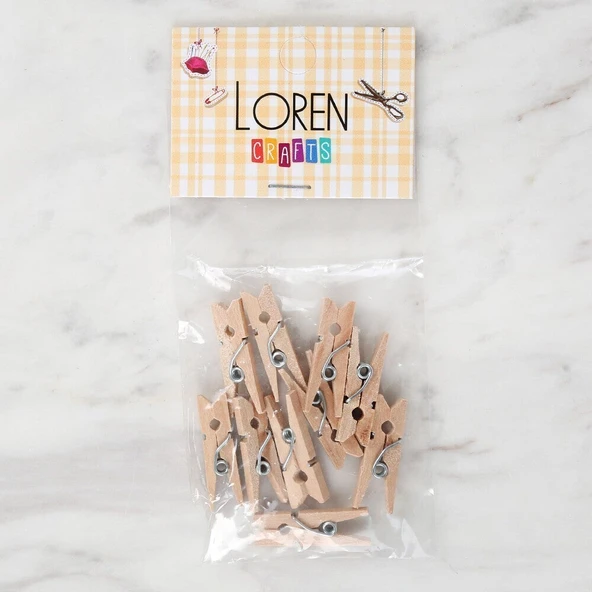 Loren 10 lu Natural Mini Ahşap Mandal - Resim 2