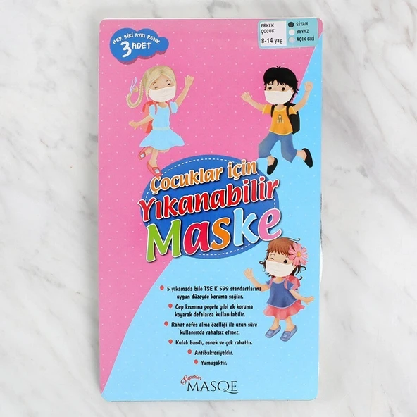 Loren Erkek Çocuklar için Yıkanabilir Maske 8 - 14 - 1