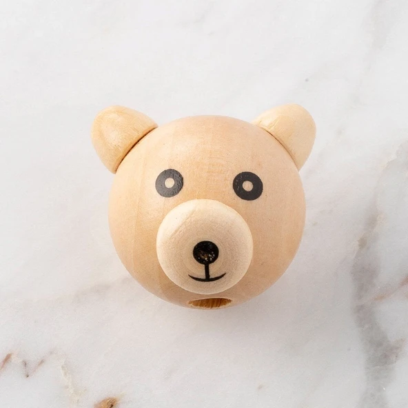 Loren 1 Adet Kulağı Natural Ayıcık Figürlü Ahşap B ürün görseli