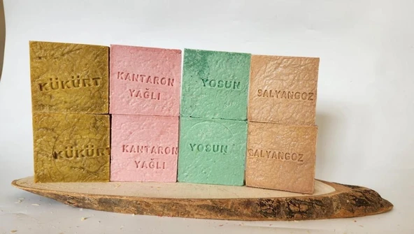 Doğal Üretim Sabunu Karışık (Kükürt-Kantaron-Yosun-Salyangoz) 8'li Set ürün görseli