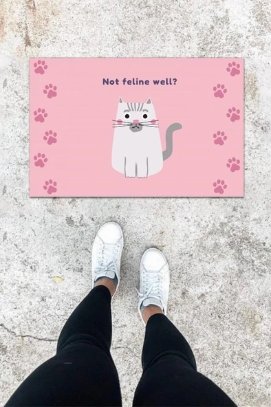 Dijital Baskı Pembe Patili Desen Kapı Önü Paspası K-1030 - 1