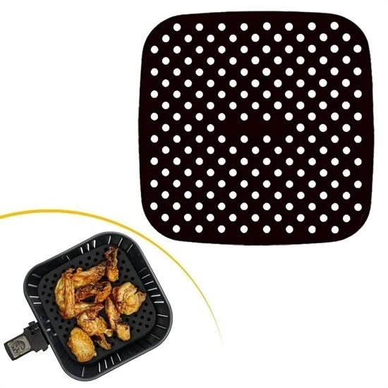 BUFFER® Renkli Isıya Dayanıklı Yıkanılabilir Silikon Fırın Ve Airfryer Kare Pişirme Matı 21,5 Cm - Resim 2