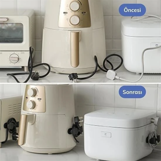 BUFFER® 2li Kablo Tutucu Silikon Kordon Sarıcı Kablo Yönetici Klips - Resim 2