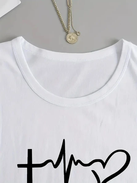 Kadın Uzun Kollu Bisiklet Yaka Yazı Baskılı Viskon Bluz - Resim 4