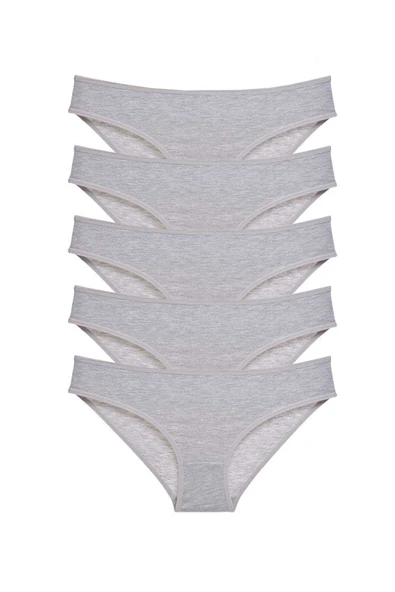 5 adet Süper Eko Set Likralı Kadın Slip Külot Gri ürün görseli