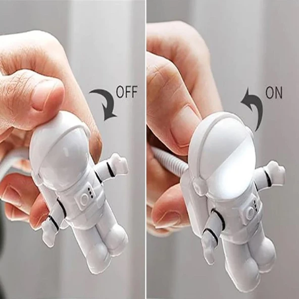 BUFFER® USB Astronot Gece Lambası, Masa Lambası, Kitap Okuma Lambası Işığı - Resim 5
