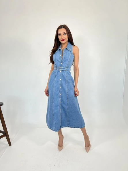 6969 KOT ELBİSE-MAVİ - Resim 2