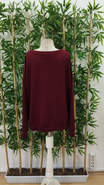 Kadın Uzun Kollu Bisiklet Yaka Desenli Viskon Iki Iplik Bluz - Resim 5